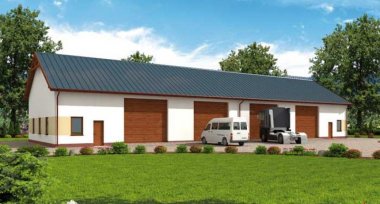 Projekt domu G307 garaż czterostanowiskowy z pomieszczeniami gospodarczymi