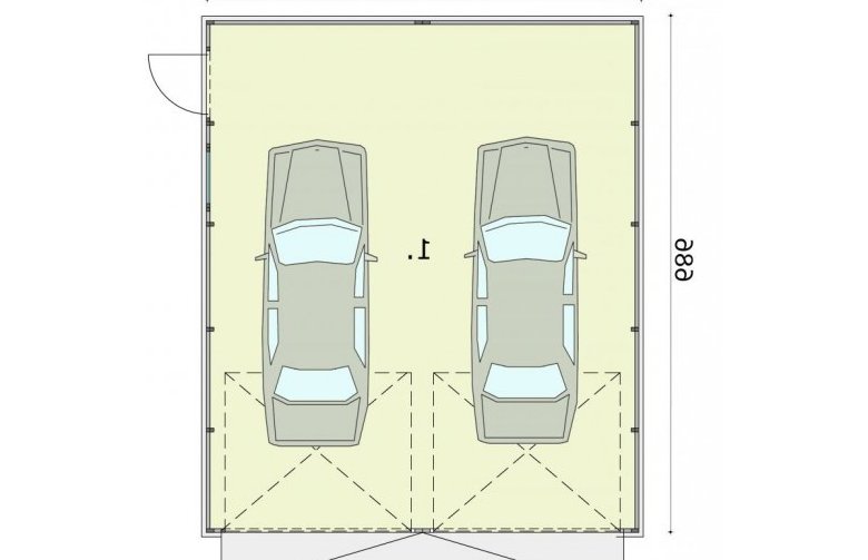 Projekt garażu GB19 projekt garażu blaszanego dwustanowiskowego - rzut przyziemia