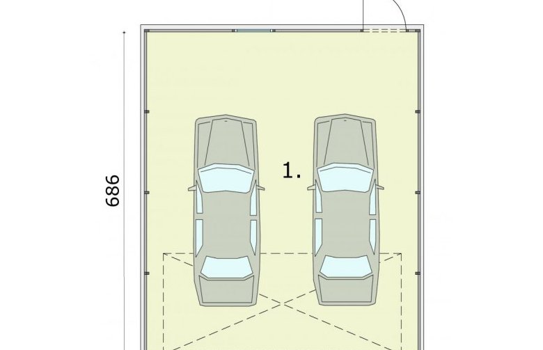 Projekt garażu GB17 projekt garażu blaszanego dwustanowiskowego - rzut przyziemia