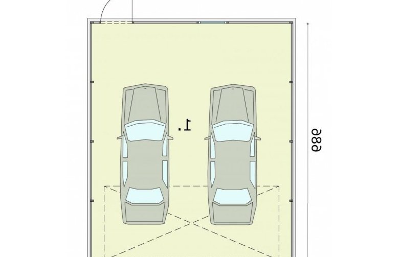 Projekt garażu GB17 projekt garażu blaszanego dwustanowiskowego - rzut przyziemia