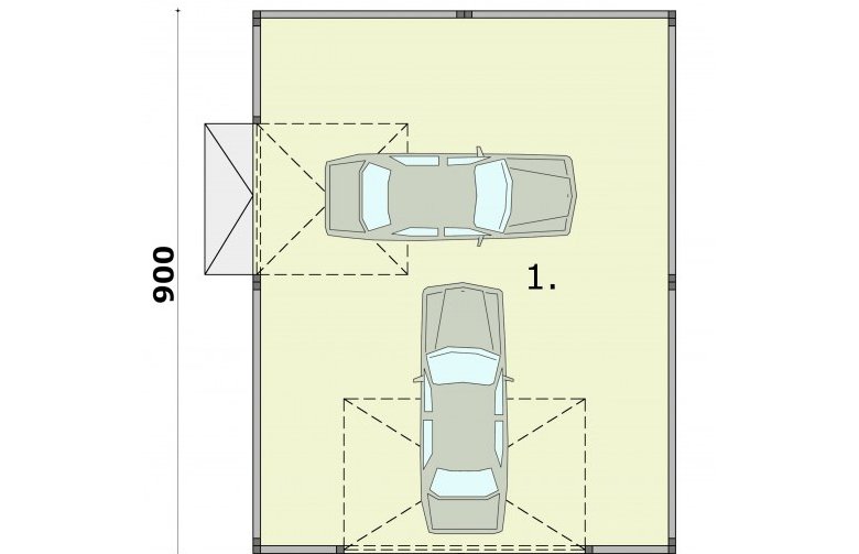 Projekt garażu GB20 projekt garażu blaszanego dwustanowiskowego - rzut przyziemia