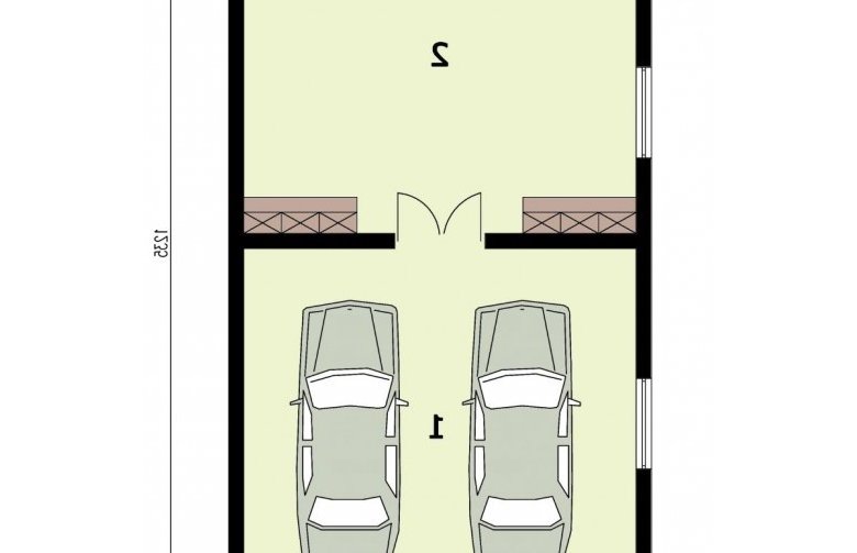 Projekt garażu G318 garaż dwustanowiskowy z pomieszczeniem gospodarczym - rzut przyziemia