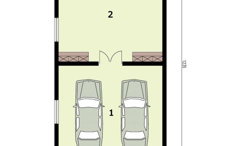 Projekt garażu G319 garaż dwustanowiskowy z pomieszczeniem gospodarczym - rzut przyziemia