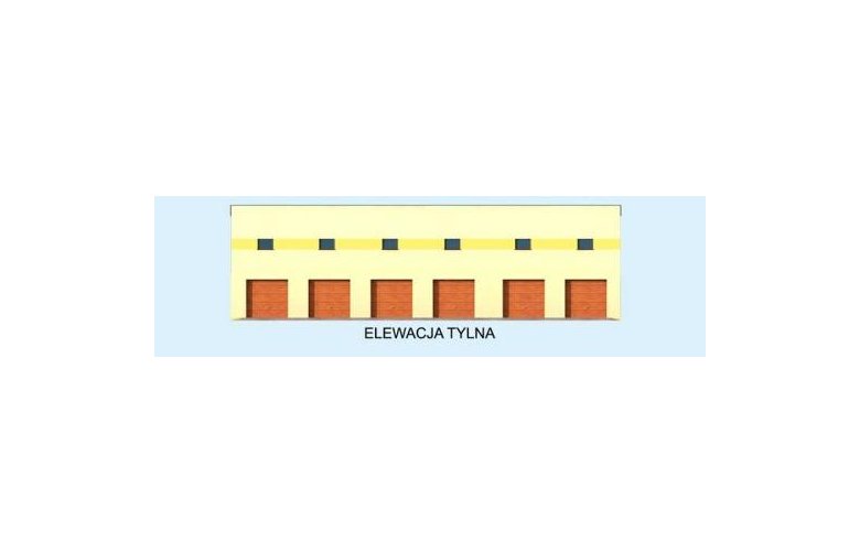 Projekt garażu G317 garaż wielostanowiskowy, dwupoziomowy - elewacja 4