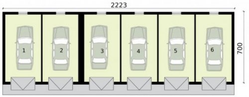 RZUT PIĘTRA G317 garaż wielostanowiskowy, dwupoziomowy