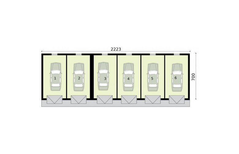 Projekt garażu G317 garaż wielostanowiskowy, dwupoziomowy - rzut piętra