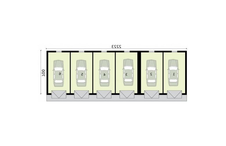 Projekt garażu G317 garaż wielostanowiskowy, dwupoziomowy - rzut piętra