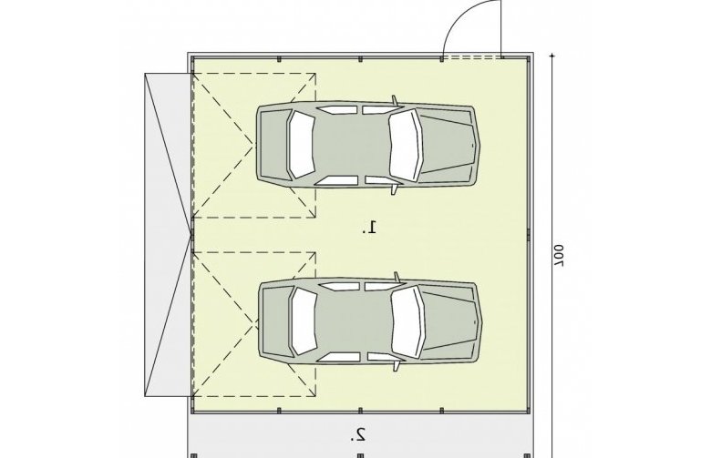 Projekt garażu GB23 projekt garażu blaszanego dwustanowiskowego. - rzut przyziemia