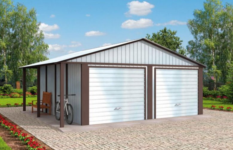 Projekt garażu GB23 projekt garażu blaszanego dwustanowiskowego.