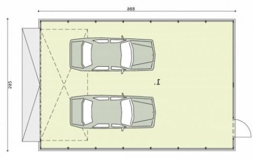 RZUT PRZYZIEMIA GB24 projekt garażu blaszanego dwustanowiskowego. - wersja lustrzana