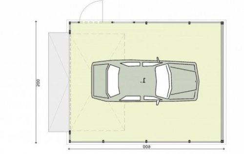 RZUT PRZYZIEMIA GB25 projekt garażu blaszanego jednostanowiskowego - wersja lustrzana