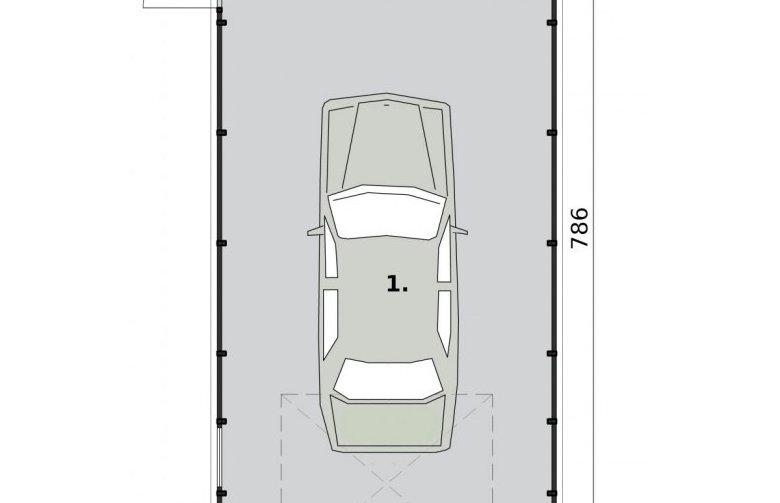 Projekt garażu GB29 projekt garażu blaszanego jednostanowiskowego - rzut przyziemia