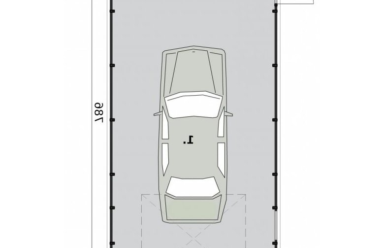 Projekt garażu GB29 projekt garażu blaszanego jednostanowiskowego - rzut przyziemia
