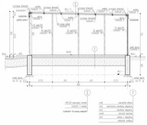 Przekrój projektu GB30 projekt garażu blaszanego jednostanowiskowego w wersji lustrzanej