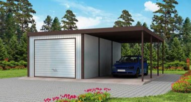 Projekt domu GB31 projekt garażu blaszanego jednostanowiskowego z wiatą