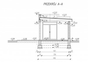 Przekrój projektu KL1 Kuchnia letnia / Bud. Gospodarczy