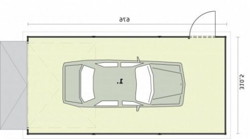 RZUT PRZYZIEMIA GB34 projekt garażu blaszanego jednostanowiskowego - wersja lustrzana