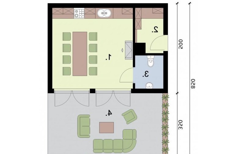 Projekt budynku gospodarczego KL3 Kuchnia letnia / Bud. gospodarczy - przyziemie