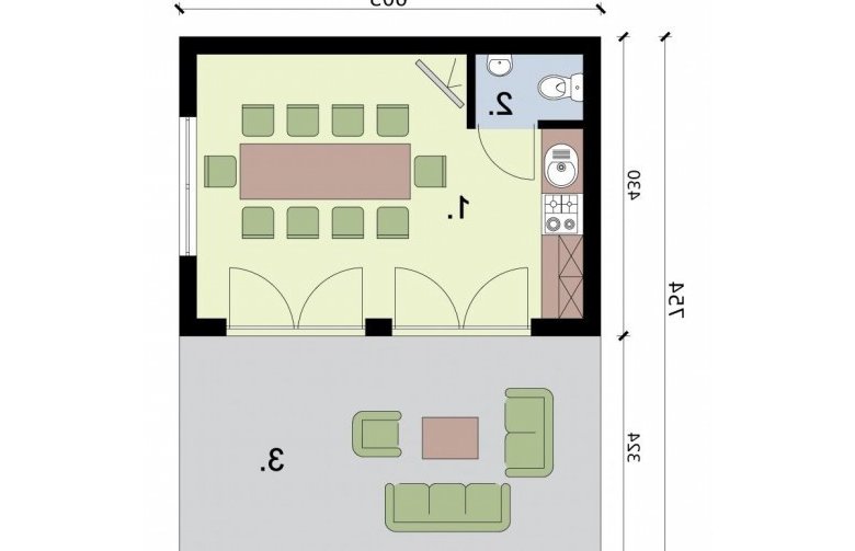 Projekt budynku gospodarczego KL6 Kuchnia letnia / Bud. gospodarczy - rzut przyziemia