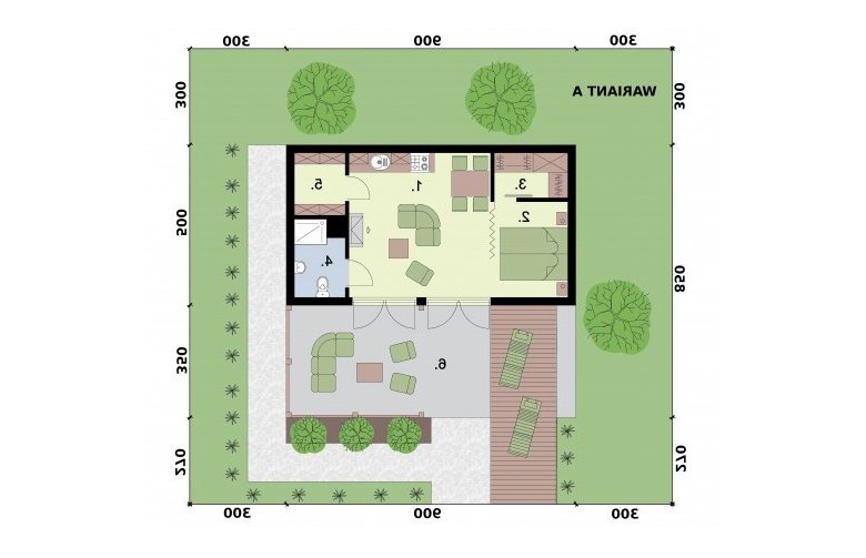 Projekt domu letniskowego MANAGUA  - rzut przyziemia - wersja a