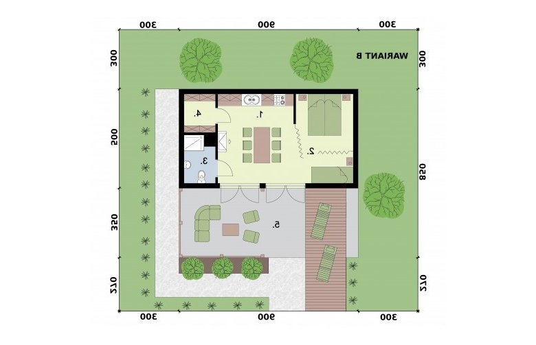 Projekt domu letniskowego MANAGUA  - rzut przyziemia - wersja b