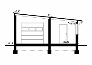 Przekrój projektu G127 - Budynek garażowo - gospodarczy 