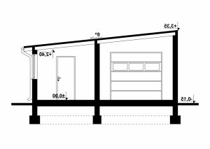 Przekrój projektu G127 - Budynek garażowo - gospodarczy  w wersji lustrzanej