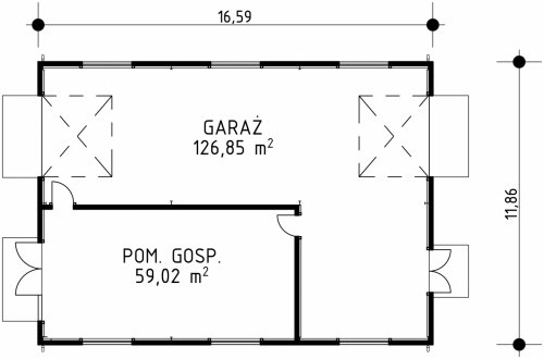 Rzut projektu G128 - Budynek garażowo - gospodarczy