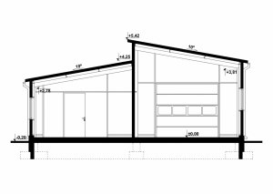 Przekrój projektu G128 - Budynek garażowo - gospodarczy