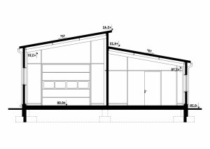 Przekrój projektu G128 - Budynek garażowo - gospodarczy w wersji lustrzanej