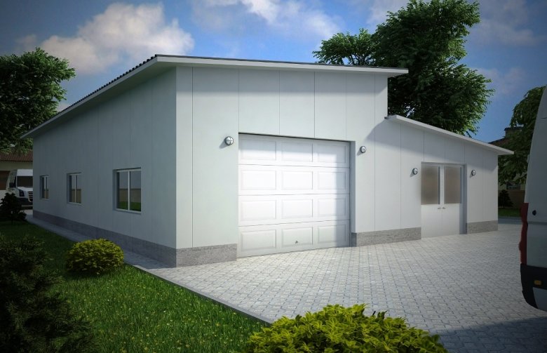 Projekt domu nowoczesnego G128 - Budynek garażowo - gospodarczy