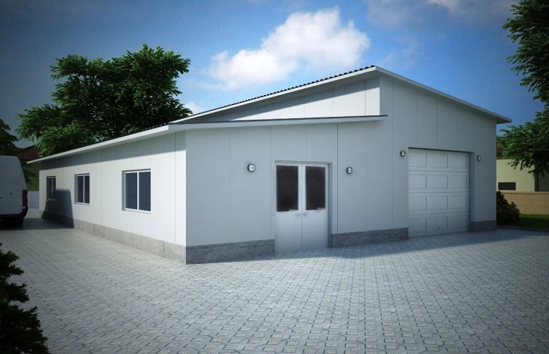 Projekt domu nowoczesnego G128 - Budynek garażowo - gospodarczy