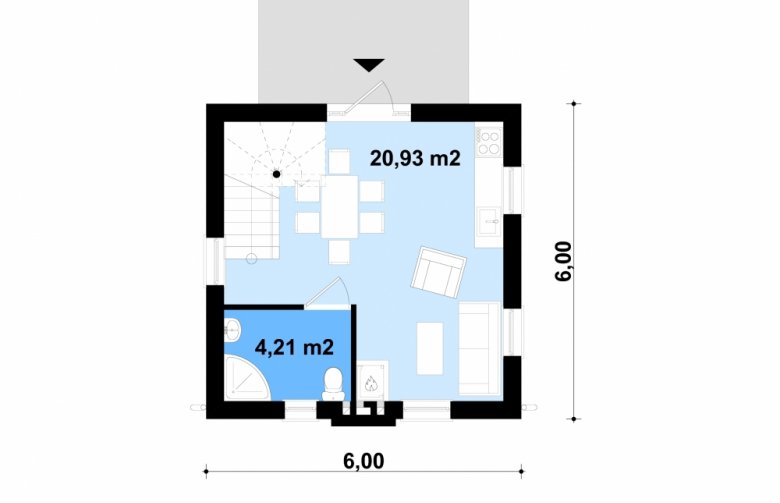 Projekt domu letniskowego G129 - Budynek letniskowy - parter