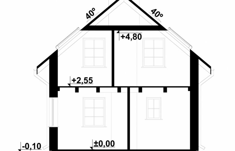 Projekt domu letniskowego G129 - Budynek letniskowy - przekrój 1