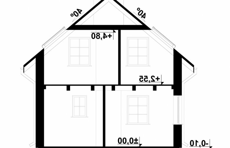 Projekt domu letniskowego G129 - Budynek letniskowy - przekrój 1