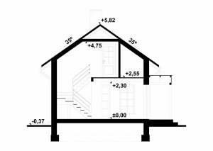 Przekrój projektu G130 - Budynek letniskowy 