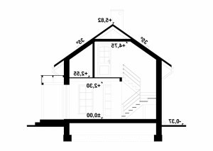 Przekrój projektu G130 - Budynek letniskowy  w wersji lustrzanej