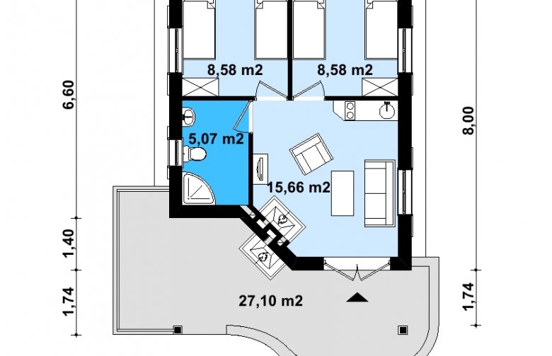 Projekt domu letniskowego G135 - Budynek letniskowy - 