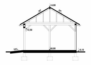 Przekrój projektu G136 - Wiata drewniana