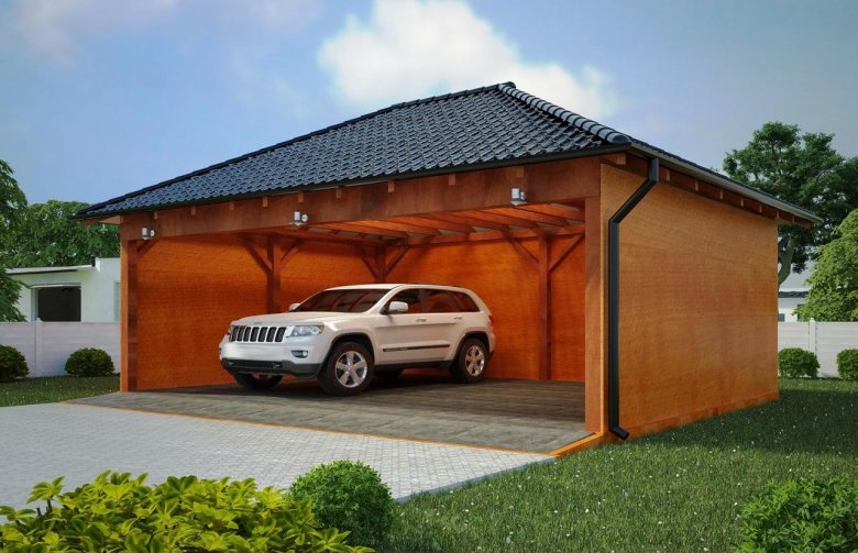 Projekt domu energooszczędnego G136 - Wiata drewniana