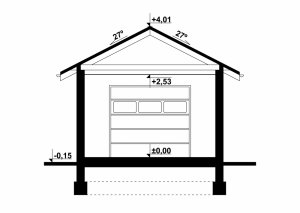 Przekrój projektu G137 - Budynek garażowy