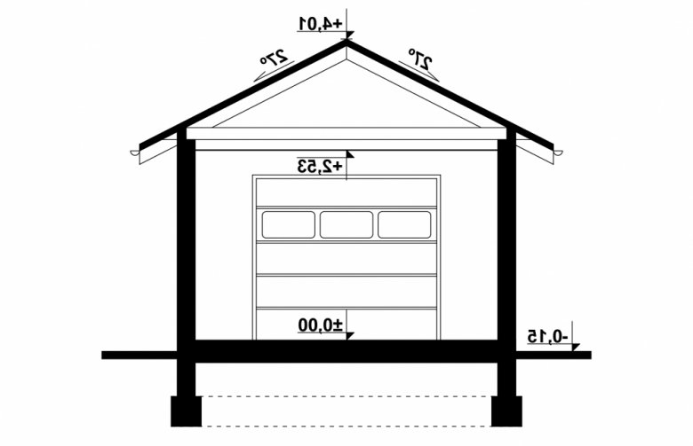 Projekt domu energooszczędnego G137 - Budynek garażowy - przekrój 1