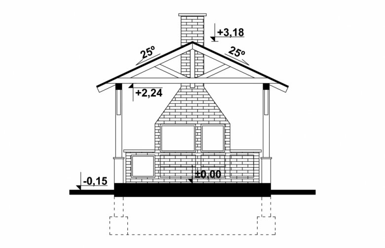 Projekt budynku gospodarczego G139 - Altana ogrodowa - przekrój 1