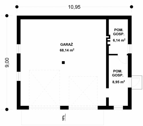 Rzut projektu G142 - Budynek garażowy