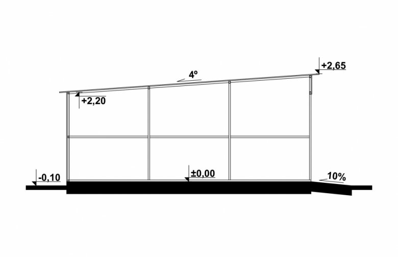 Projekt domu energooszczędnego G143 - Budynek garażowy - przekrój 1