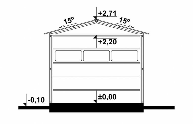 Projekt domu energooszczędnego G145 - Budynek garażowy - przekrój 1