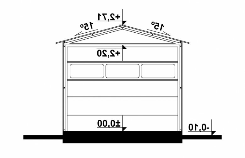 Projekt domu energooszczędnego G145 - Budynek garażowy - przekrój 1