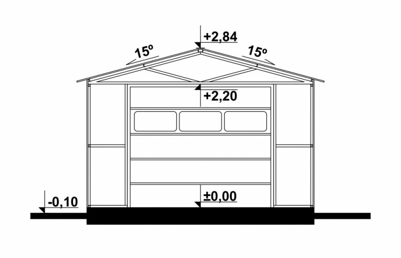 Projekt domu energooszczędnego G147 - Budynek garażowy - przekrój 1