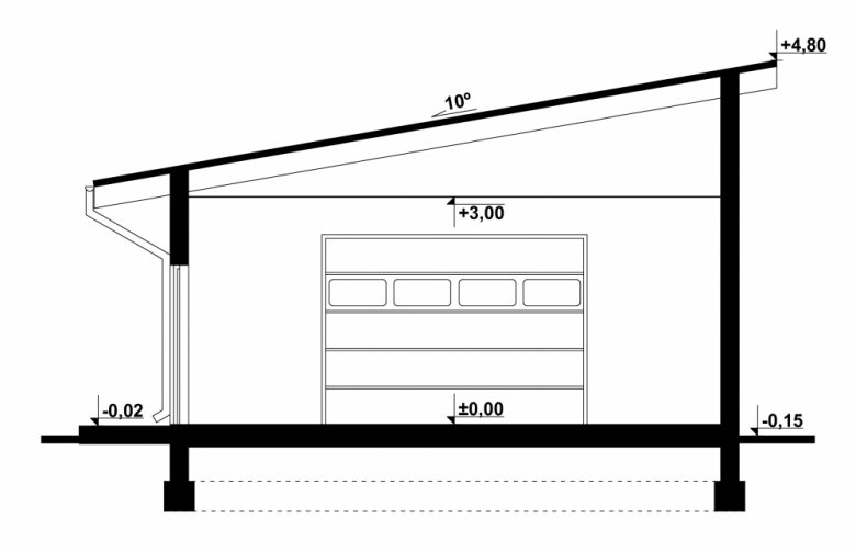 Projekt domu energooszczędnego G149 - Budynek garażowy - przekrój 1
