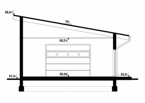 Przekrój projektu G149 - Budynek garażowy w wersji lustrzanej